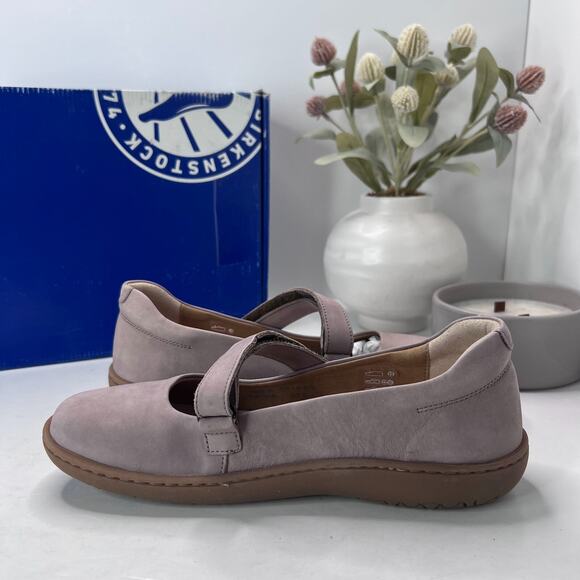 Birkenstock Lora Nubuck Leather Mary Jane Flat Shoes Taupe Women 6/EU37 Narrow - Picture 6 of 10